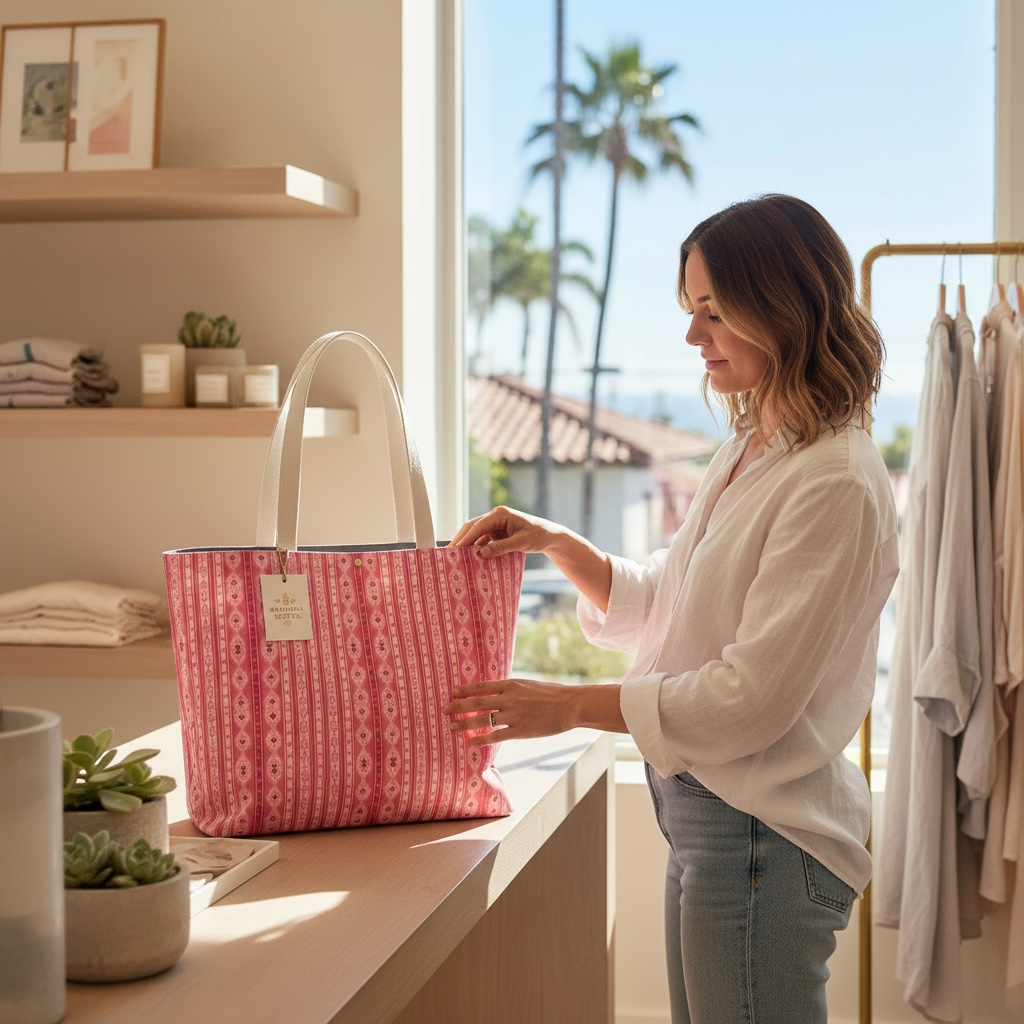 Sweet Heart Folk Stripe Tote Bag #1