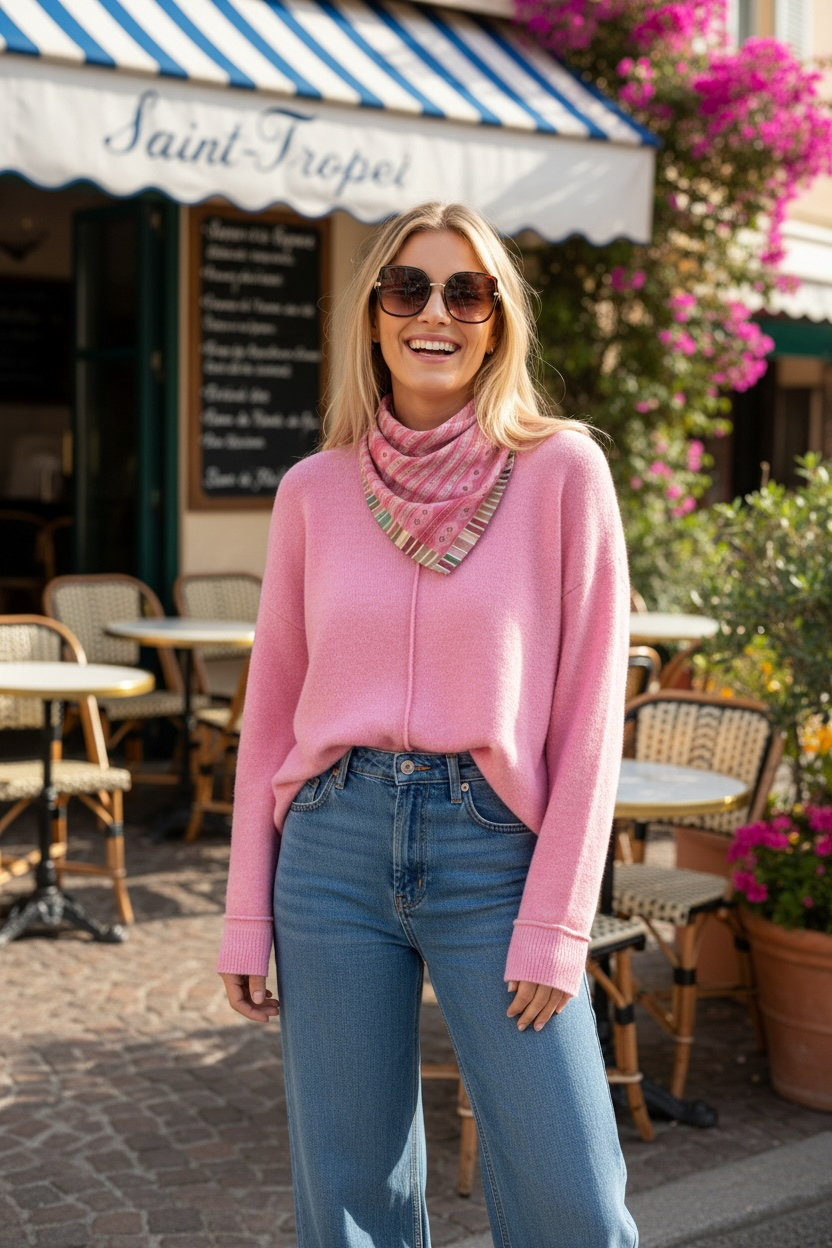 Sweet Heart Folk Stripe Silk Square Scarf