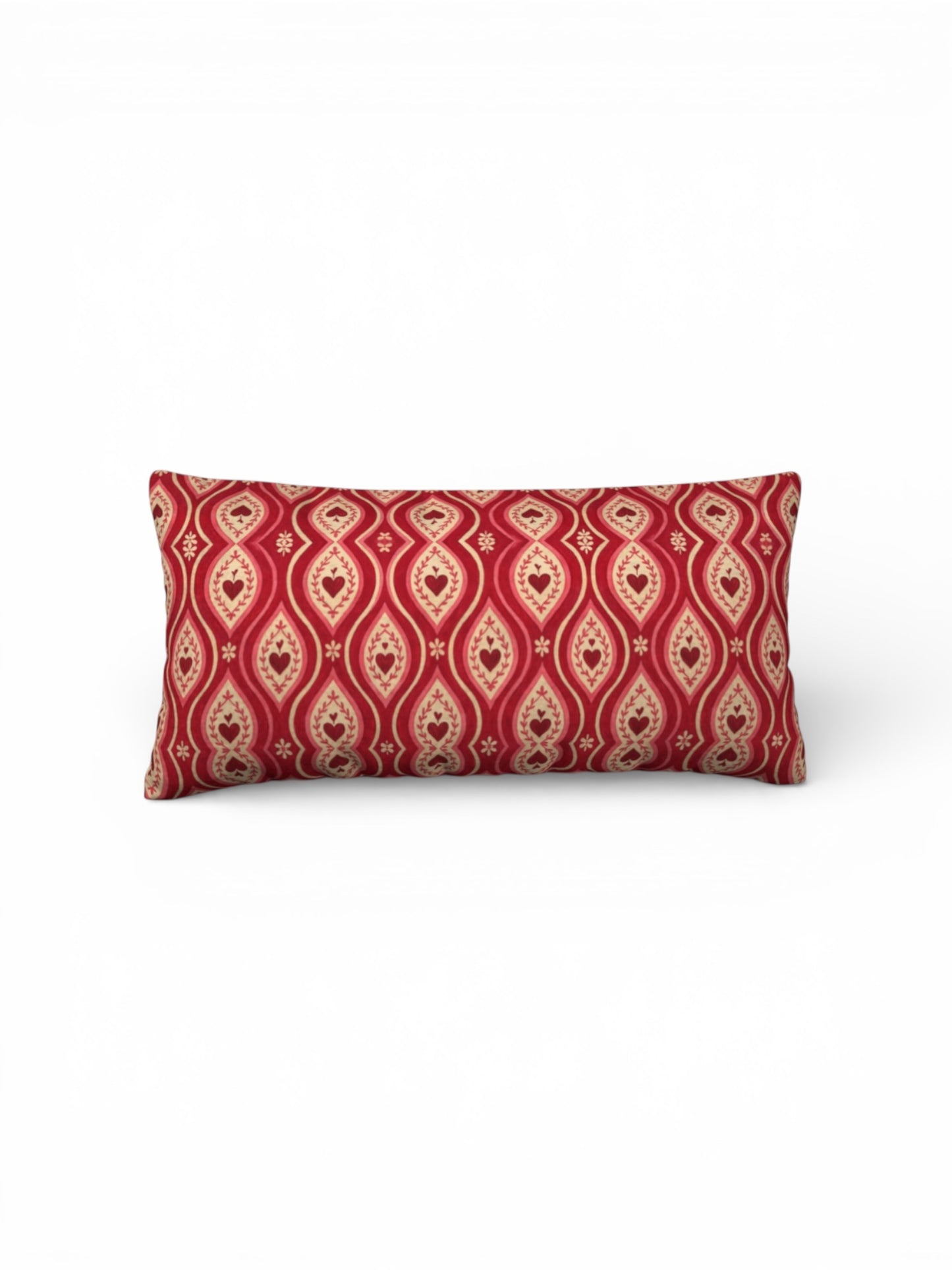 Red Hearts Ikat 12 x 24 Pillow Cover