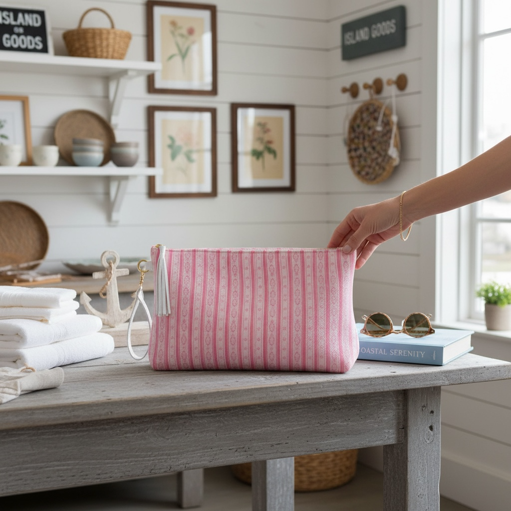 Swedish Folk Stripe Vegan Leather Clutch Wristlet