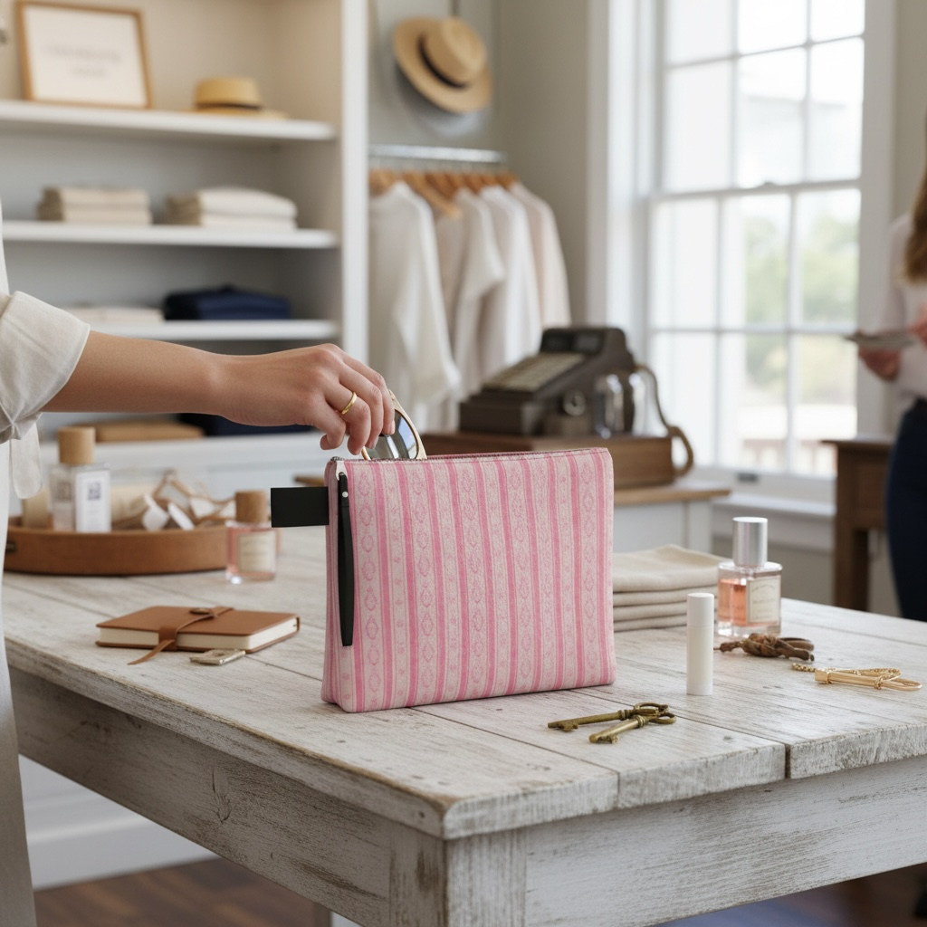 Swedish Folk Stripe Pink Zipper Carry-all Bag
