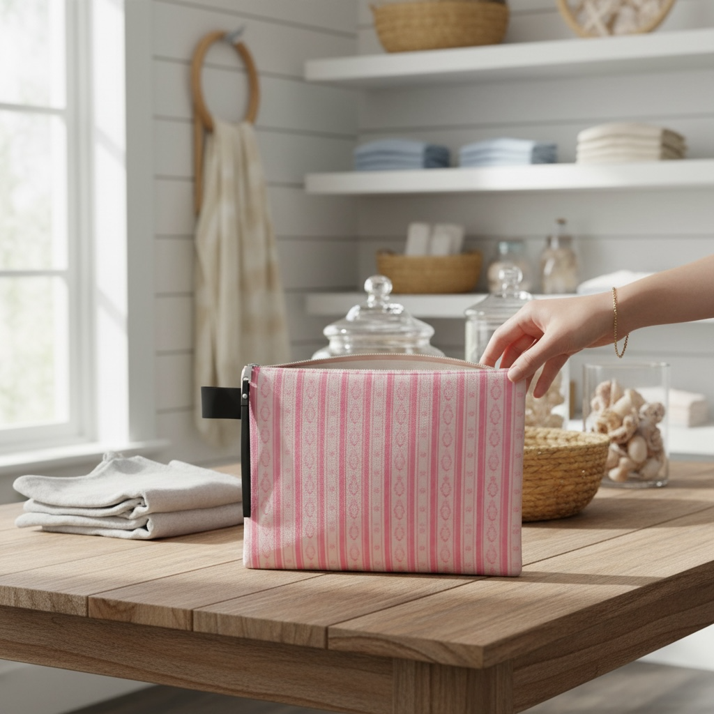 Swedish Folk Stripe Pink Zipper Carry-all Bag