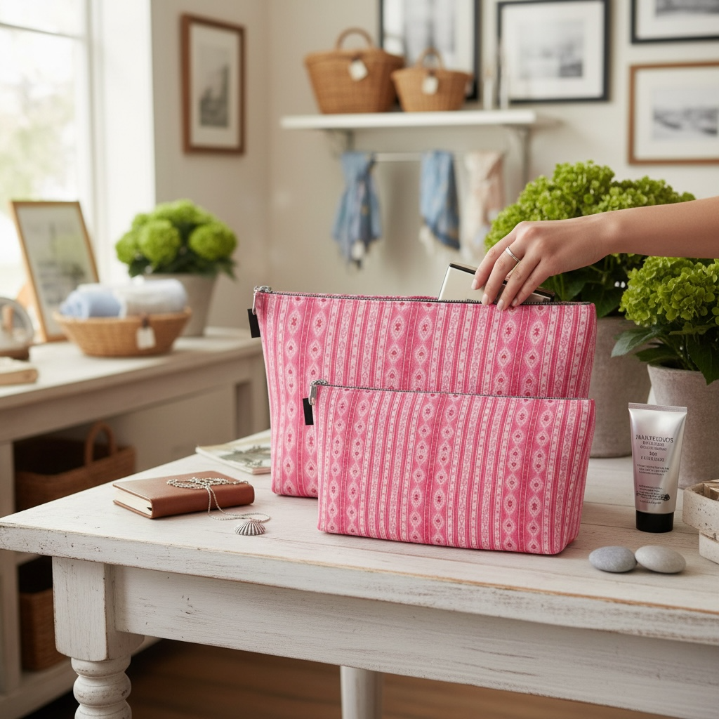 Sweet Heart Folk Stripe Makeup Bag