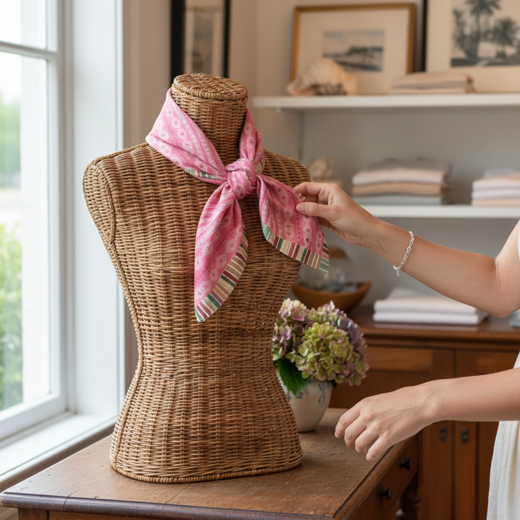 Sweet Heart Folk Stripe Silk Square Scarf