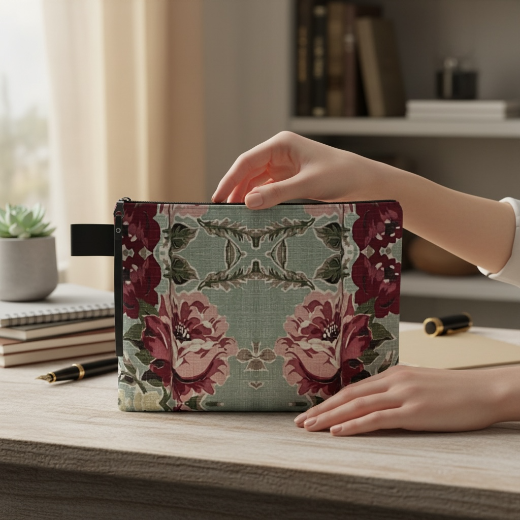 Seafoam Roses Zipper Carry-all Bag