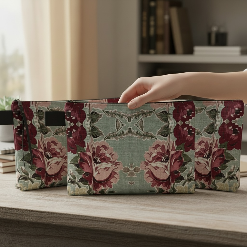 Seafoam Roses Zipper Carry-all Bag