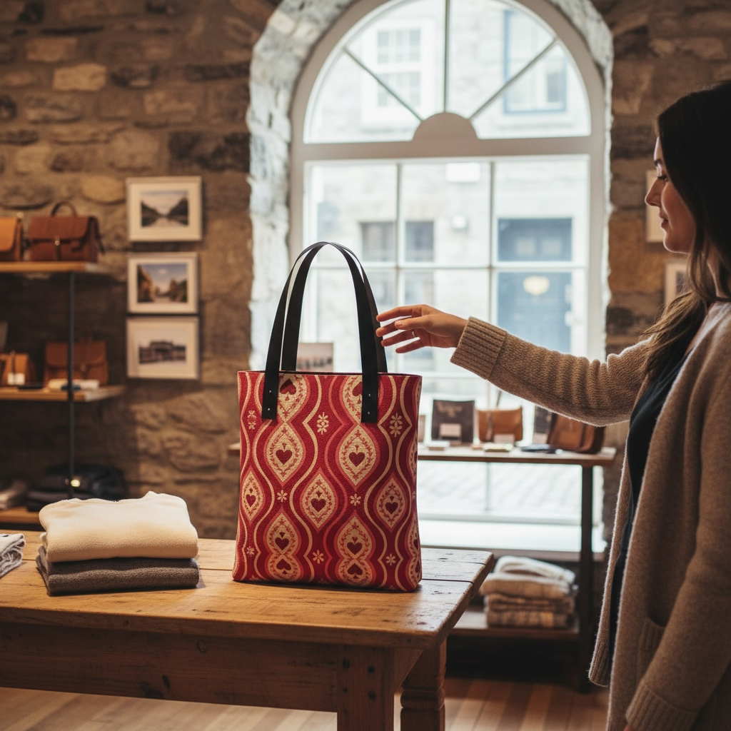 Red Hearts Ikat Urban Tote