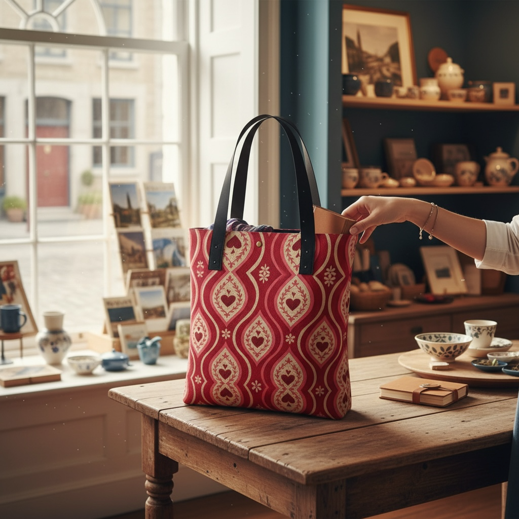 Red Hearts Ikat Urban Tote