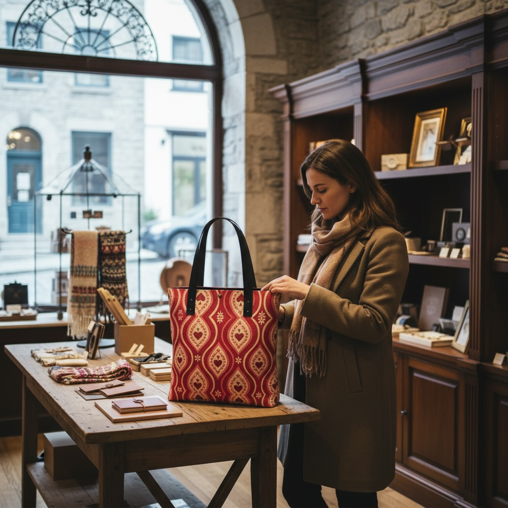 Red Hearts Ikat Urban Tote