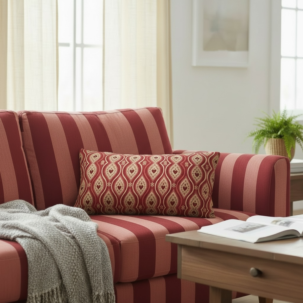 Red Hearts Ikat 12 x 24 Pillow Cover