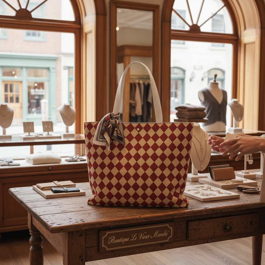 Cranberry Mini Harlequin Tote Bag