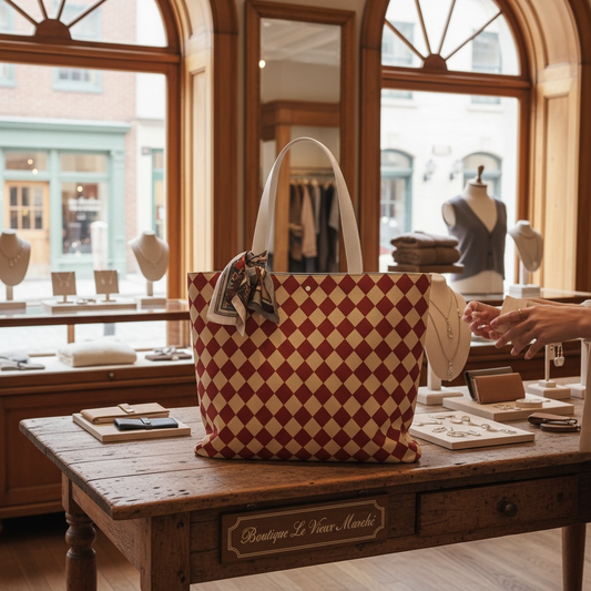 Cranberry Mini Harlequin Tote Bag