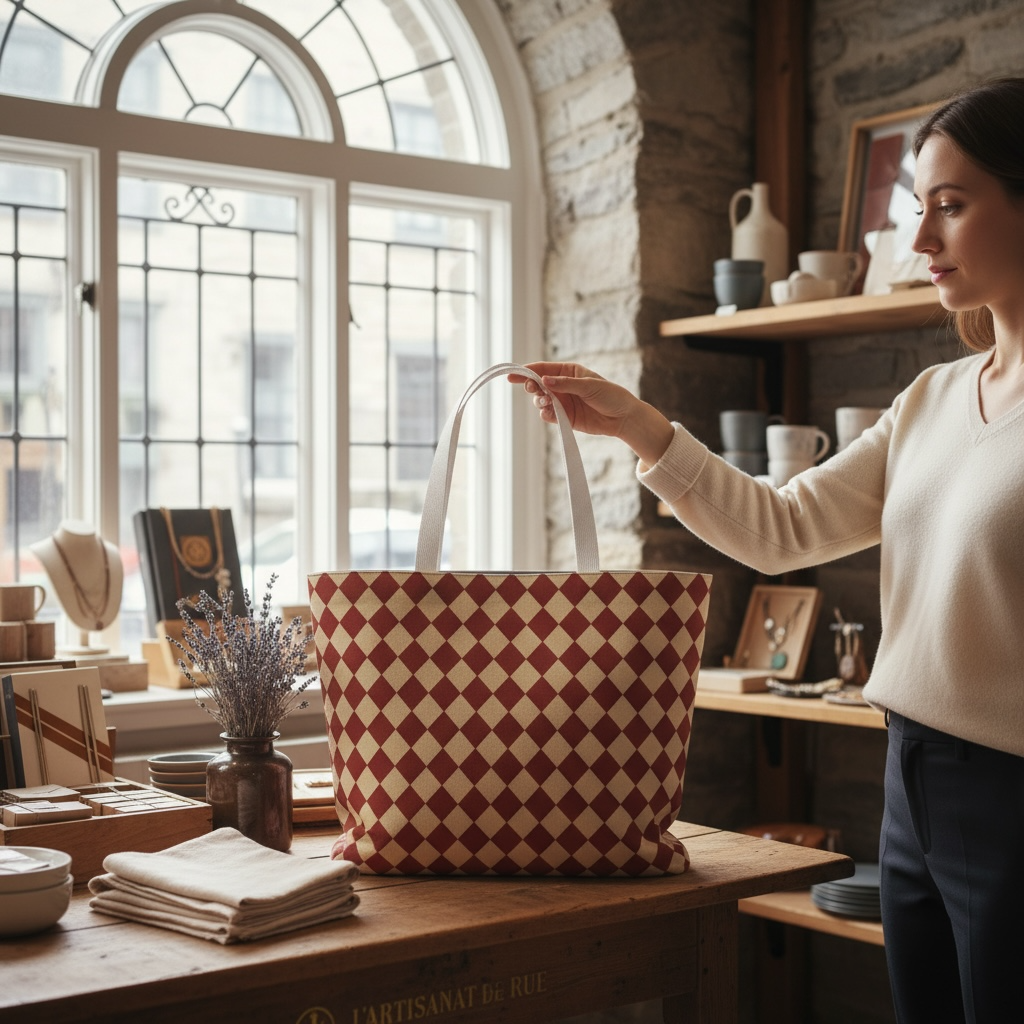 Cranberry Mini Harlequin Tote Bag