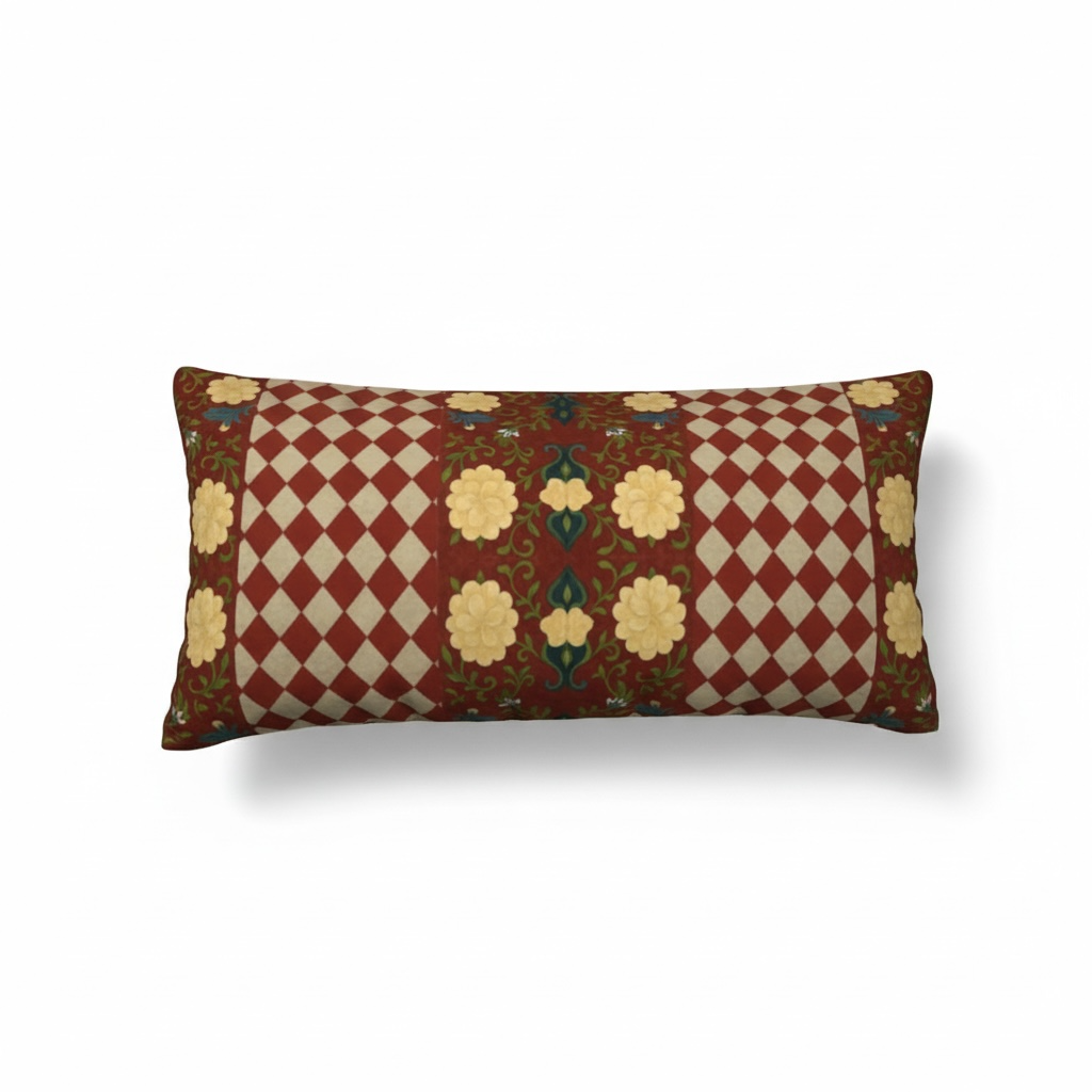 Marquesa Peonies Cranberry Harlequin 24 x 12 Pillow Cover