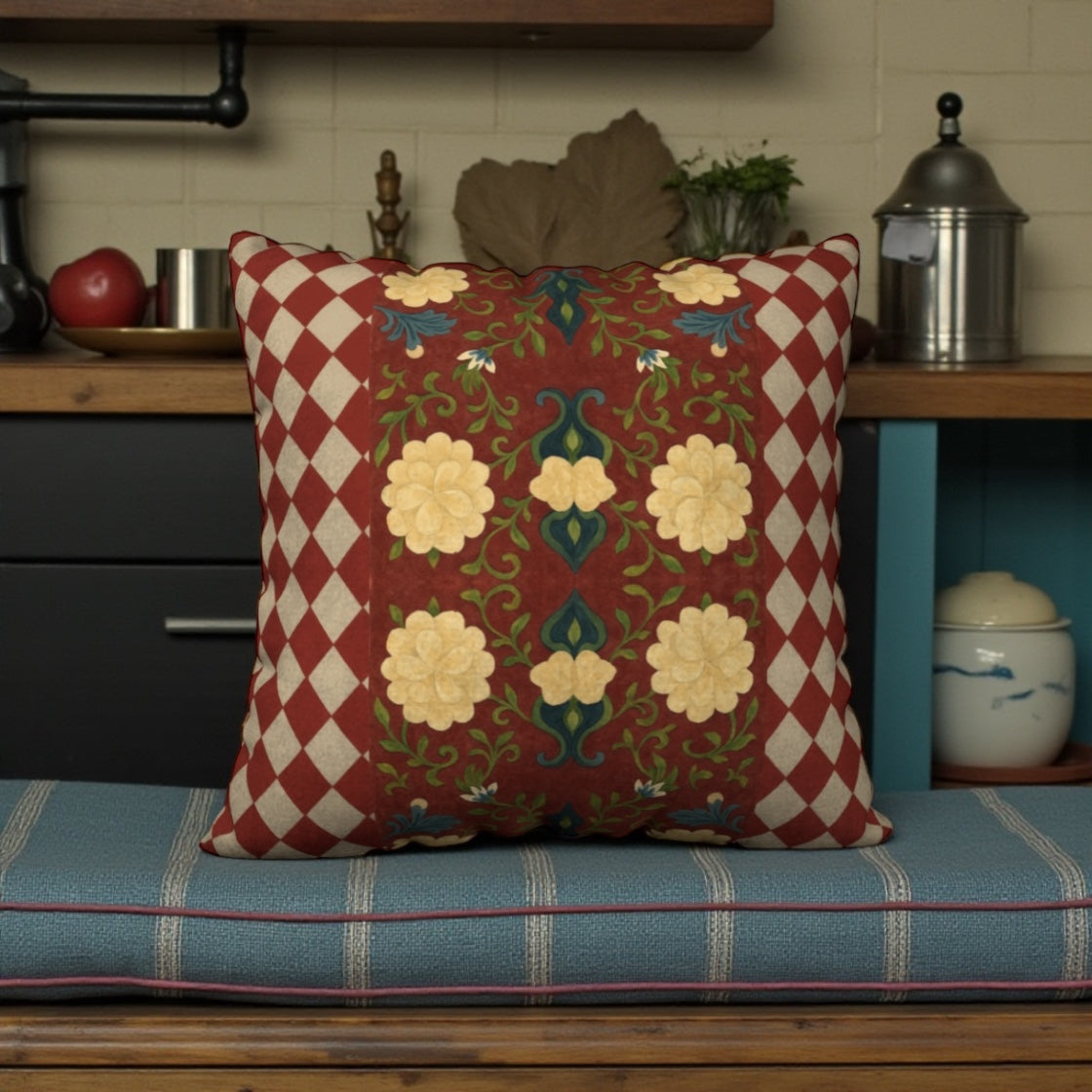 Marquesa Peonies Cranberry Harlequin 22 x 22 Pillow Cover