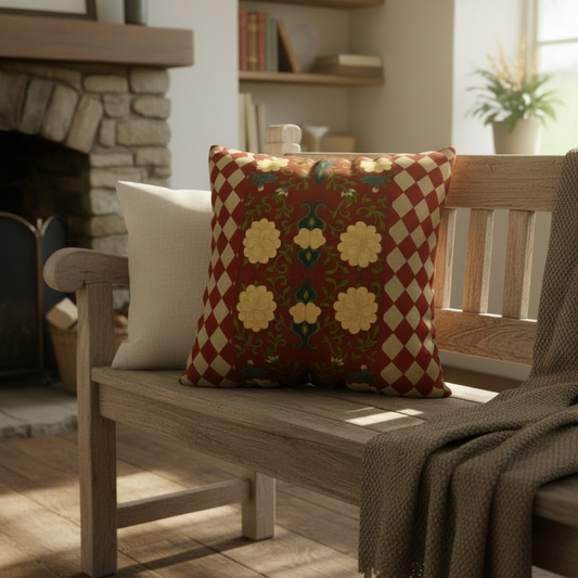 Marquesa Peonies Cranberry Harlequin 18 x 18 Pillow Cover