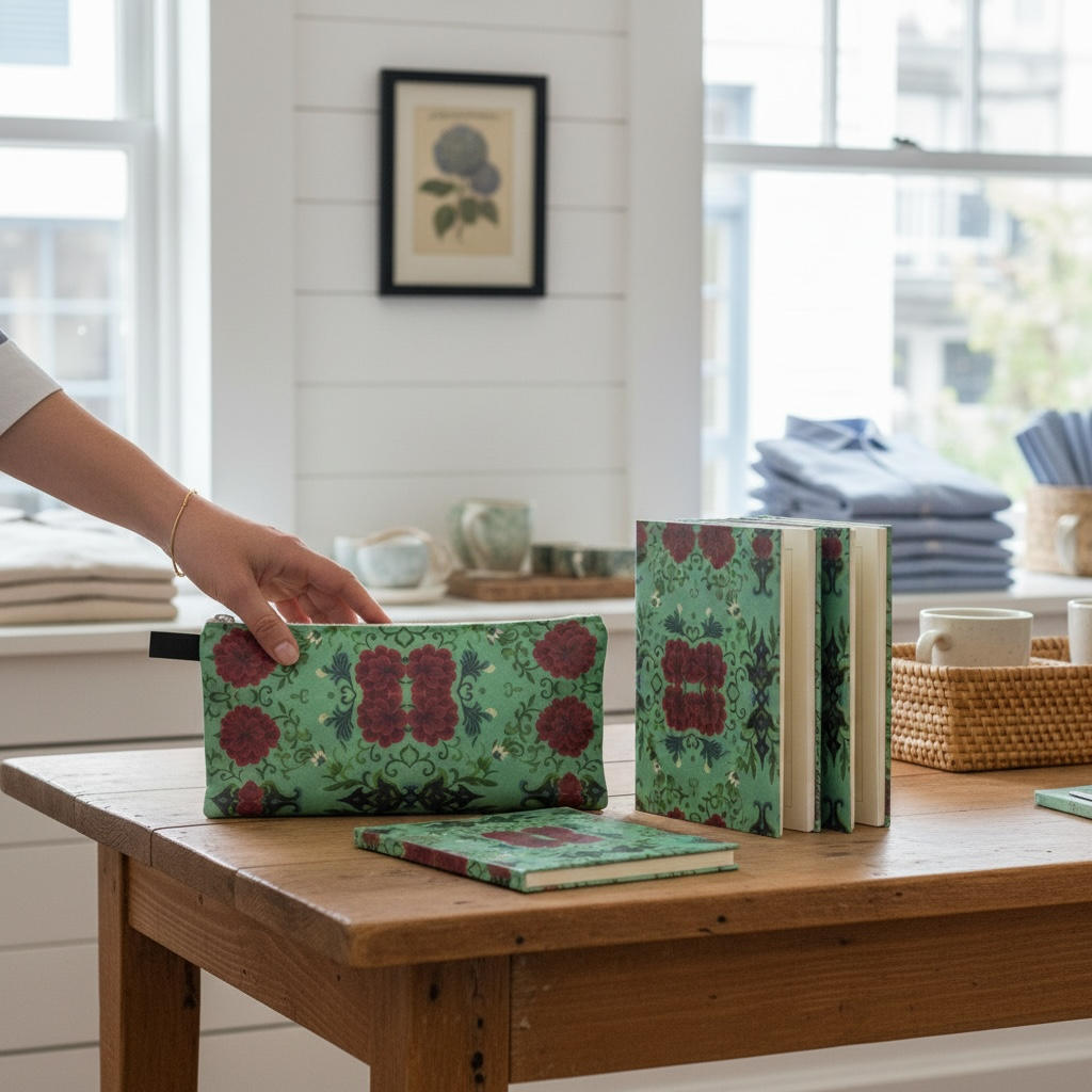 Marquesa Peonies Mint Pencil Case