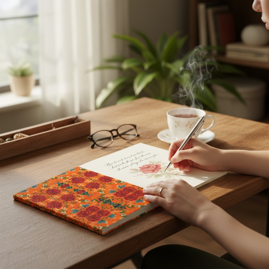 Marquesa Peonies Tangerine Notebook