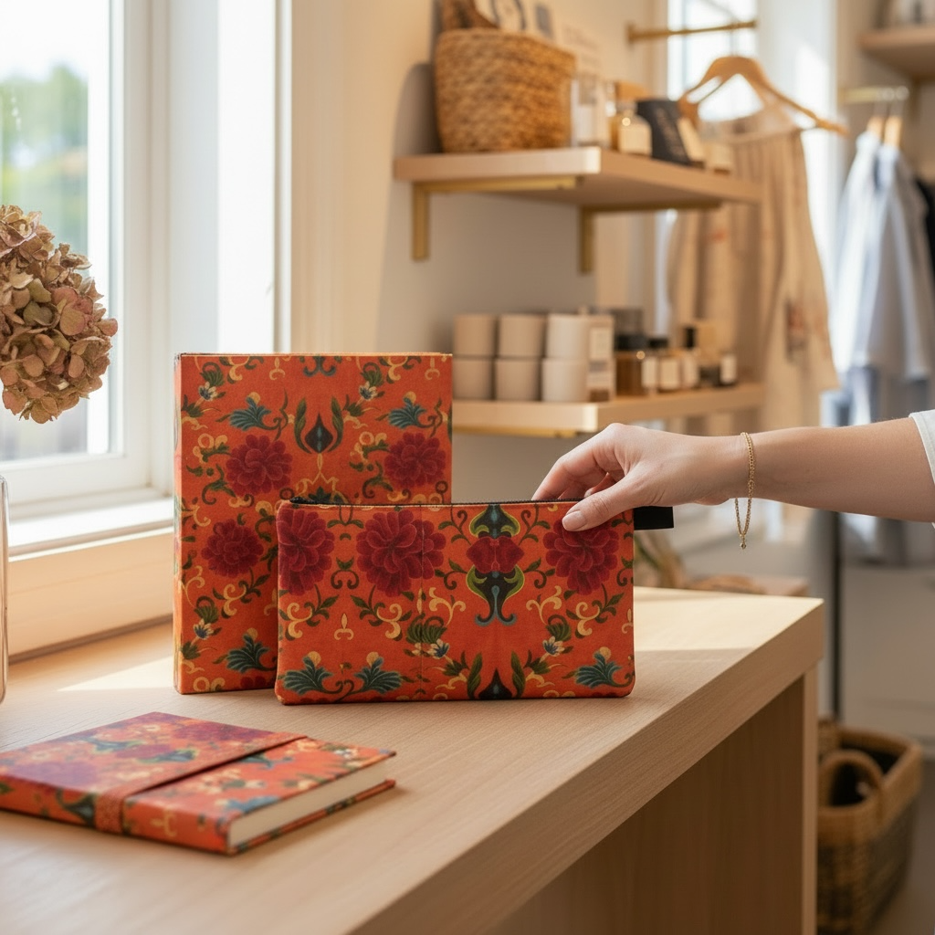 Marquesa Peonies Tangerine Pencil Case