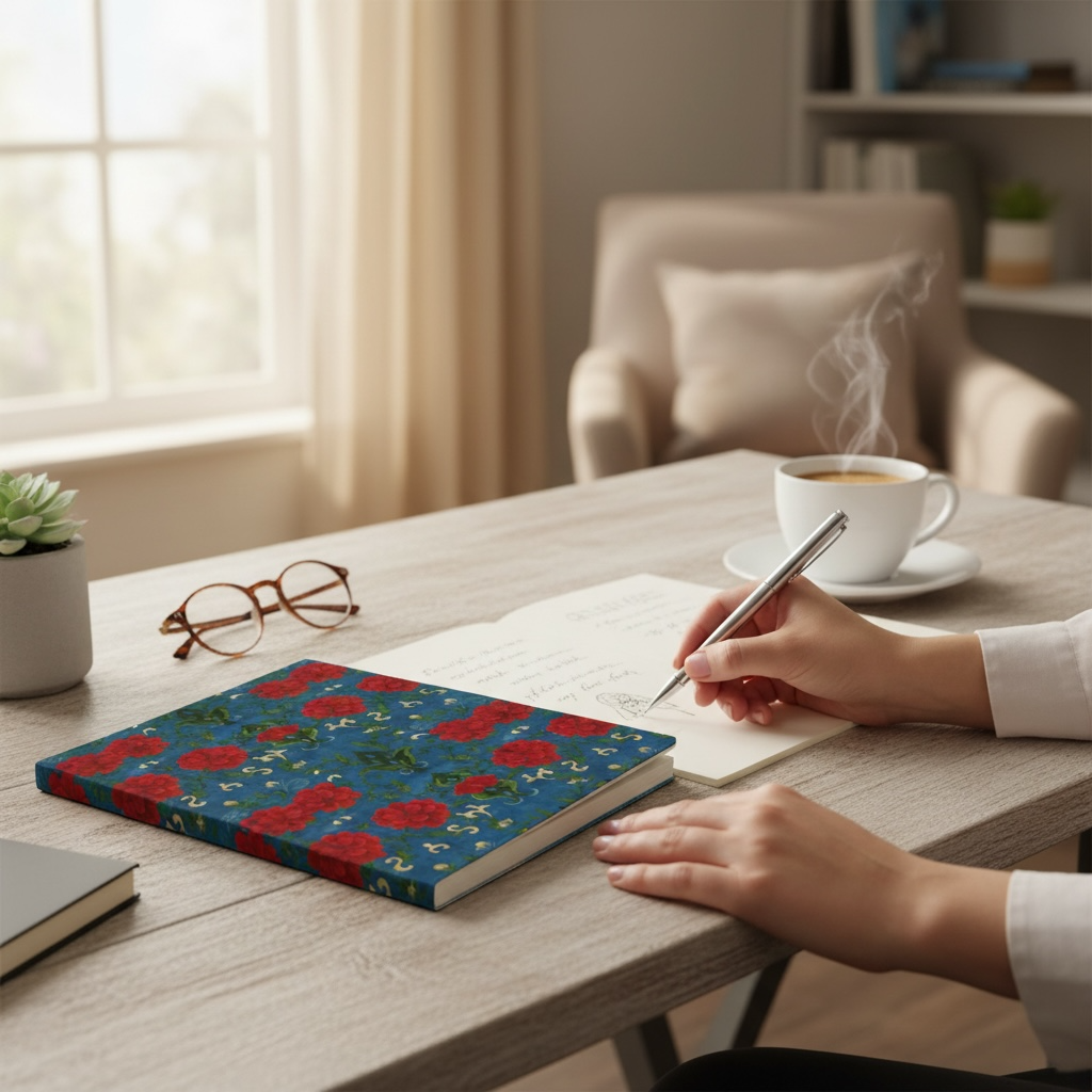 Marquesa Peonies Sapphire Notebook