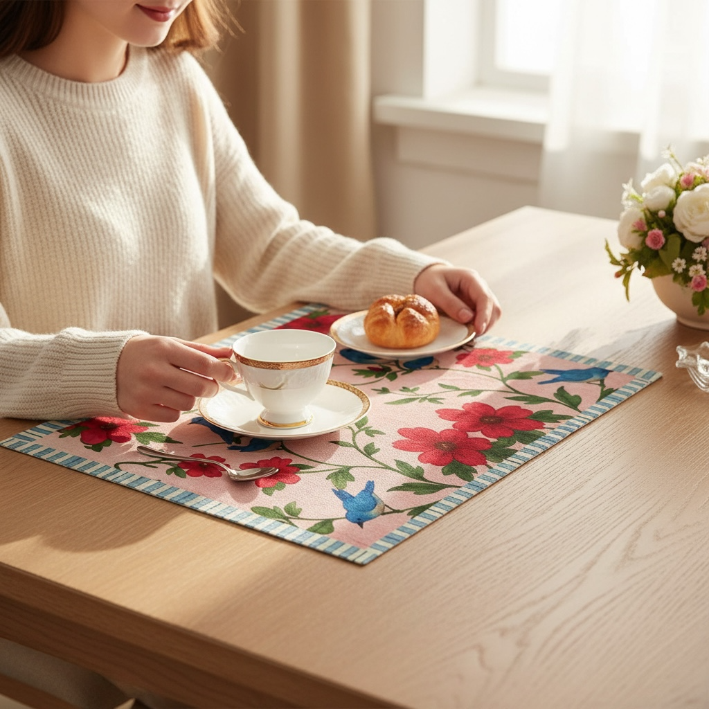 Songbird Bloom Pink Stripe Border Placemats