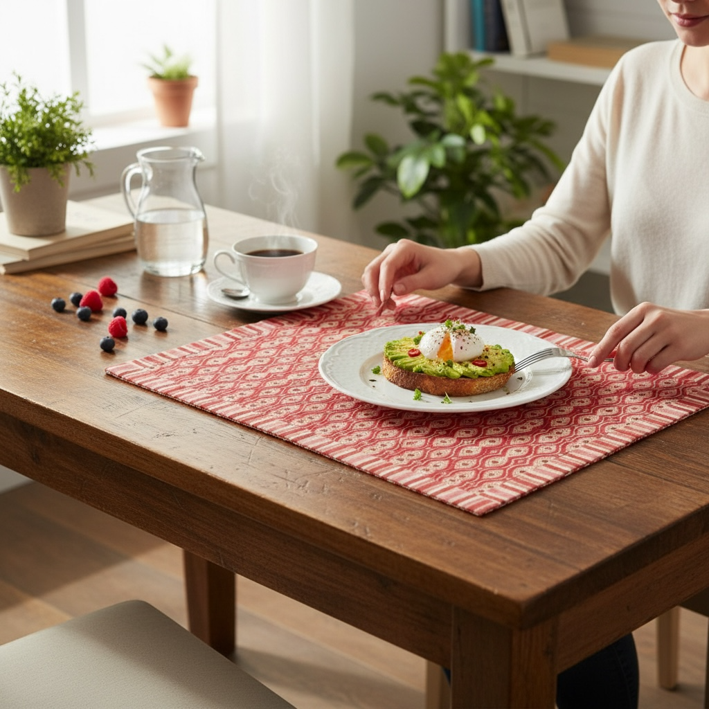 Red Heart Ikat with Border Placemats