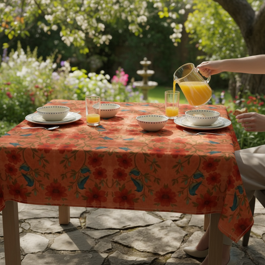 Songbird Bloom Terracotta 60 x 60 Tablecloth