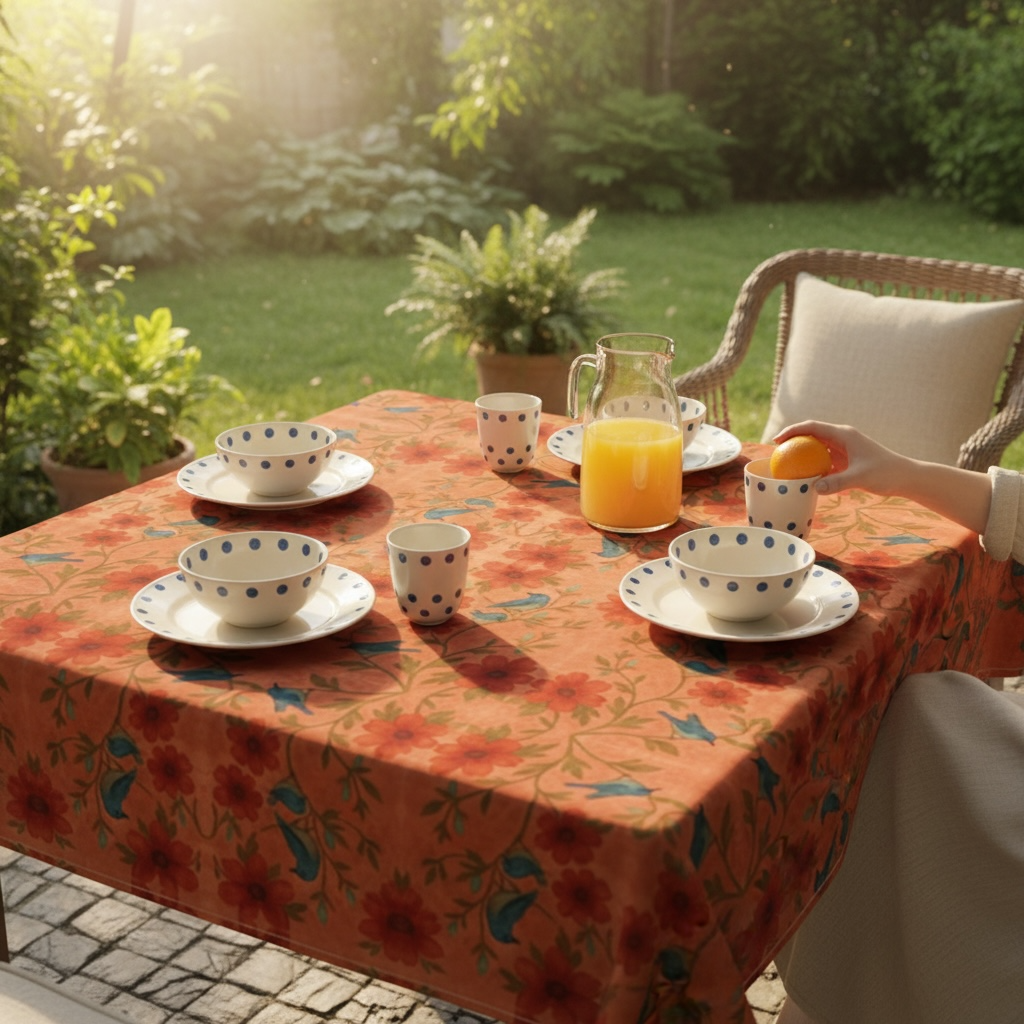 Songbird Bloom Terracotta 60 x 60 Tablecloth