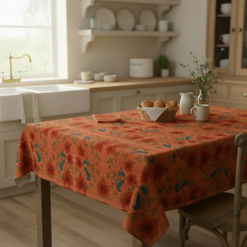 Songbird Bloom Terracotta 60 x 60 Tablecloth