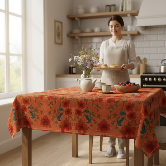 Songbird Bloom Terracotta 60 x 60 Tablecloth