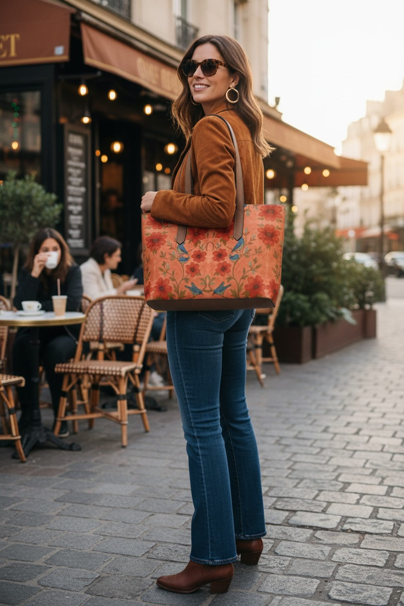 Songbird Bloom Terracotta Vegan Leather Tote