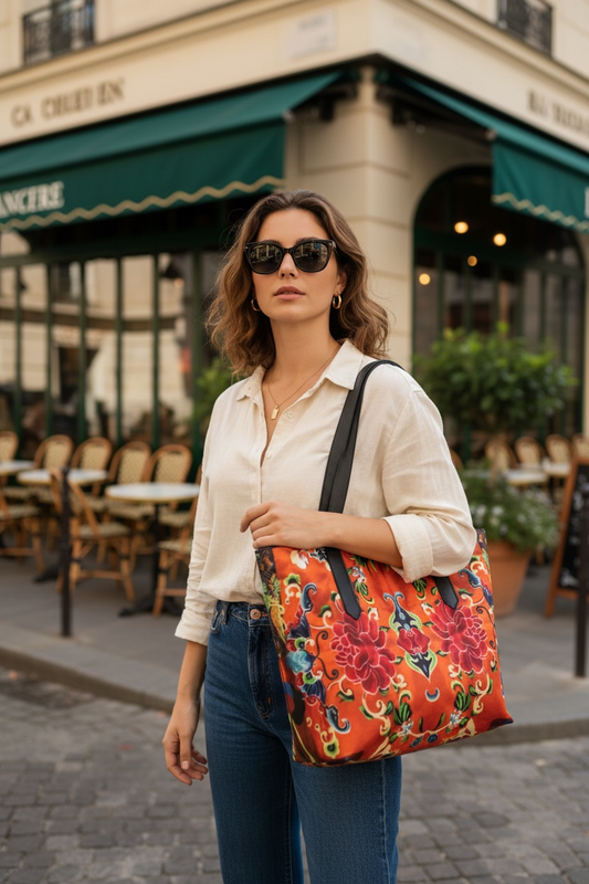 Jade and Flame Vegan Leather Tote Bag