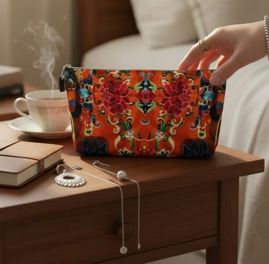 Jade and Flame Makeup Bag