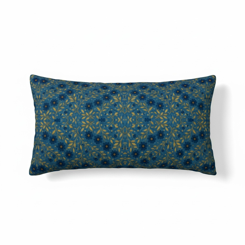 Indigo Meadow Floral Diamond 24 x 12 Pillow Cover