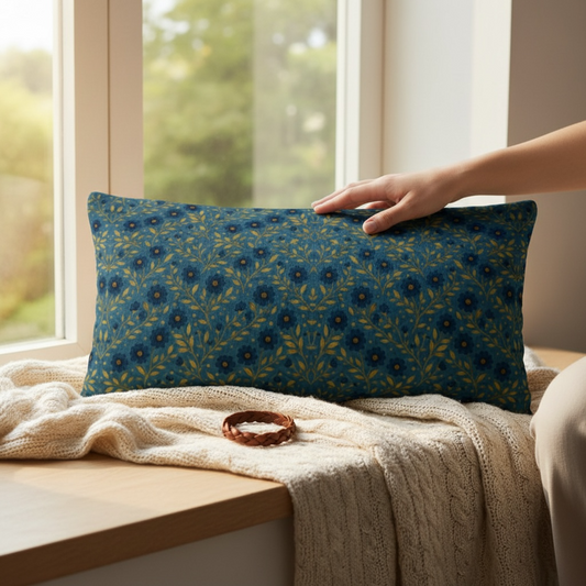 Indigo Meadow Floral 24 x 12 Pillow Cover