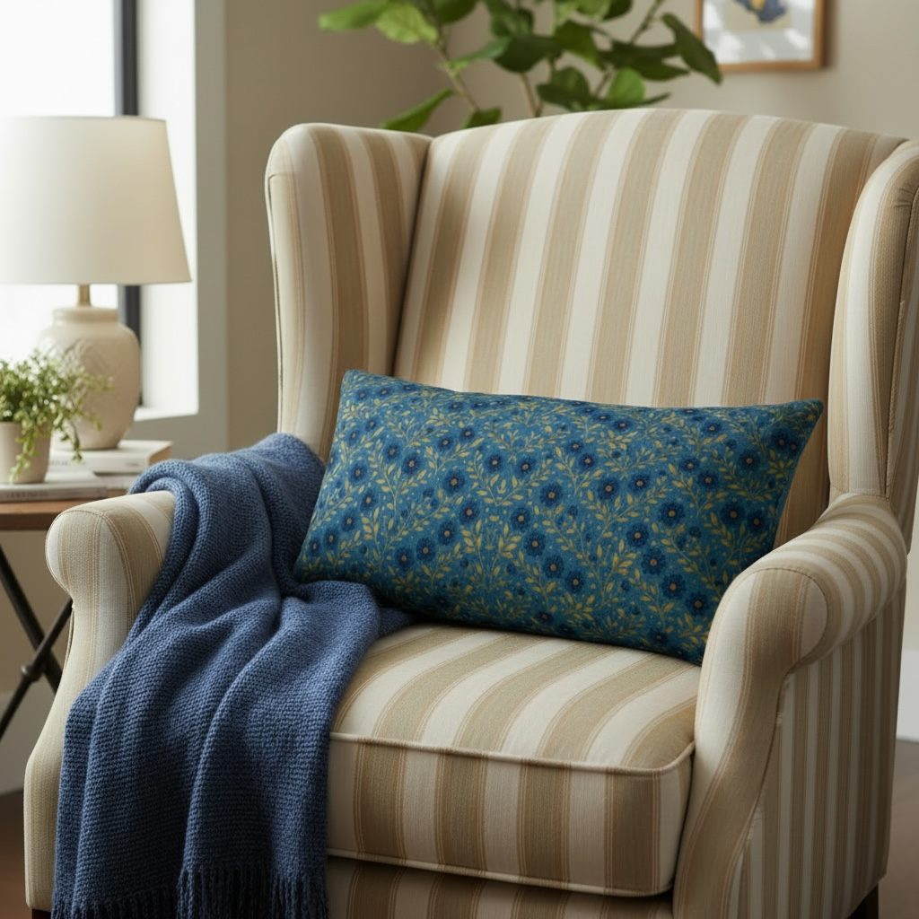 Indigo Meadow Floral 24 x 12 Pillow Cover