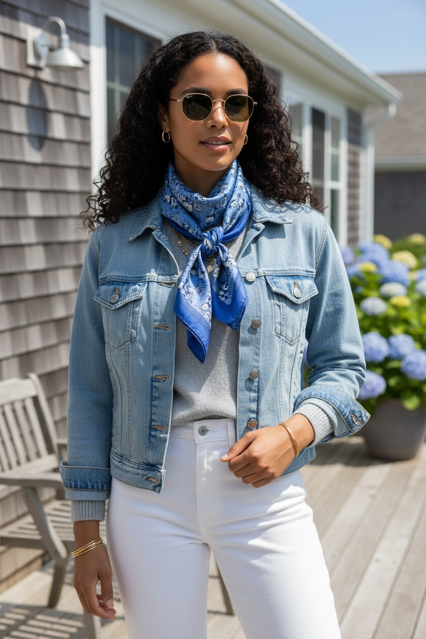 Blue Manor Blooms Silk Square Scarf
