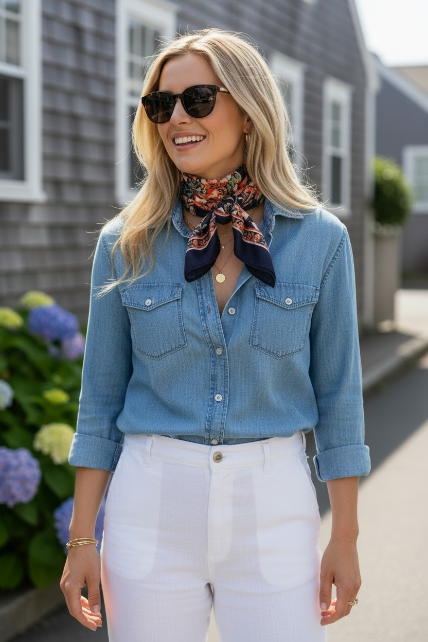 Harbor Roses Silk Square Scarf