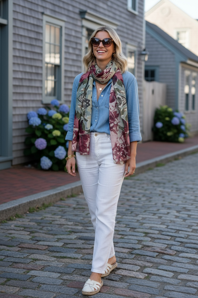 Seafoam Roses Silk Long Scarf