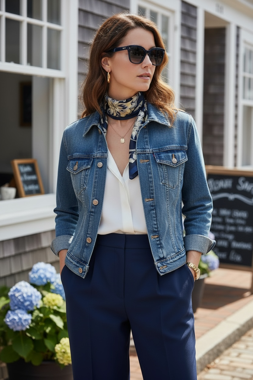 Blue Fleur Silk Square Scarf