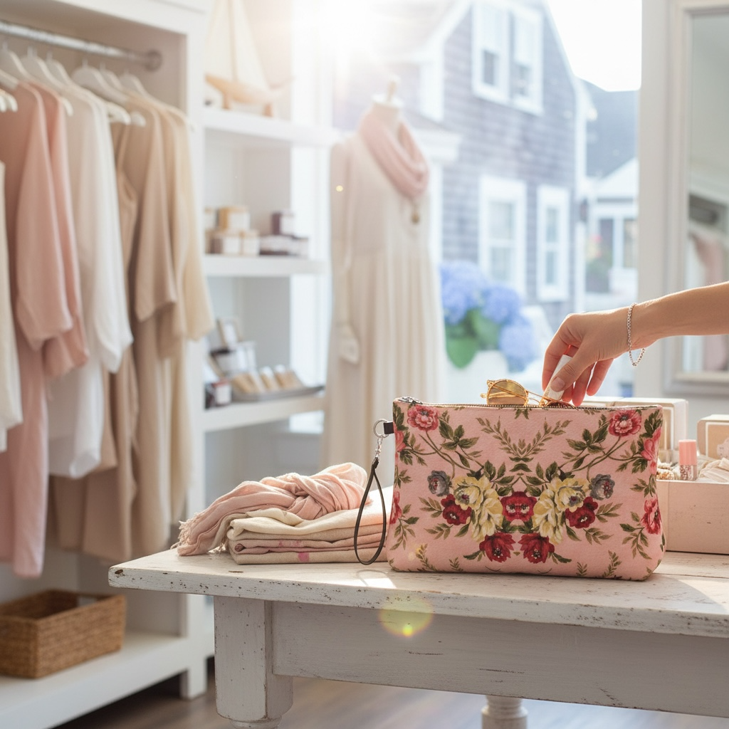 Rose Trellis Vegan Leather Clutch Wristlet