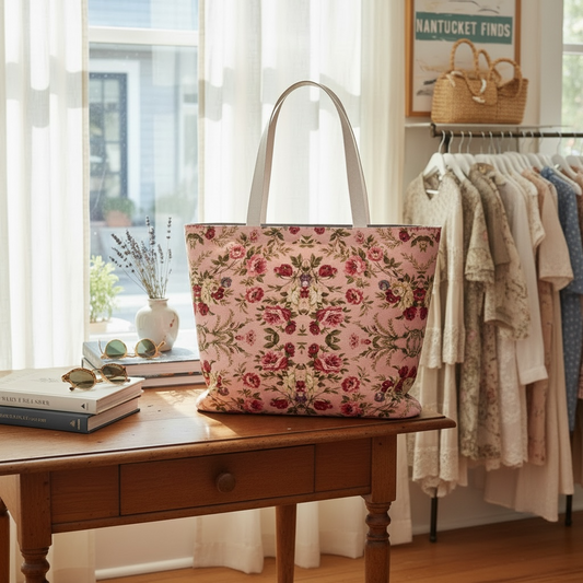 Rose Trellis Canvas Tote