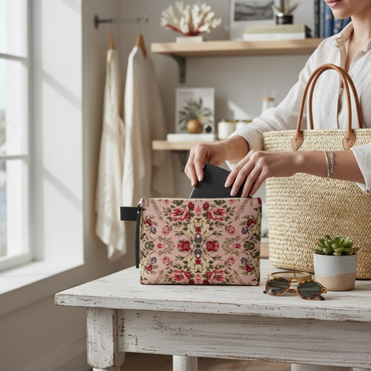 Rose Trellis Zipper Carry-All Bag