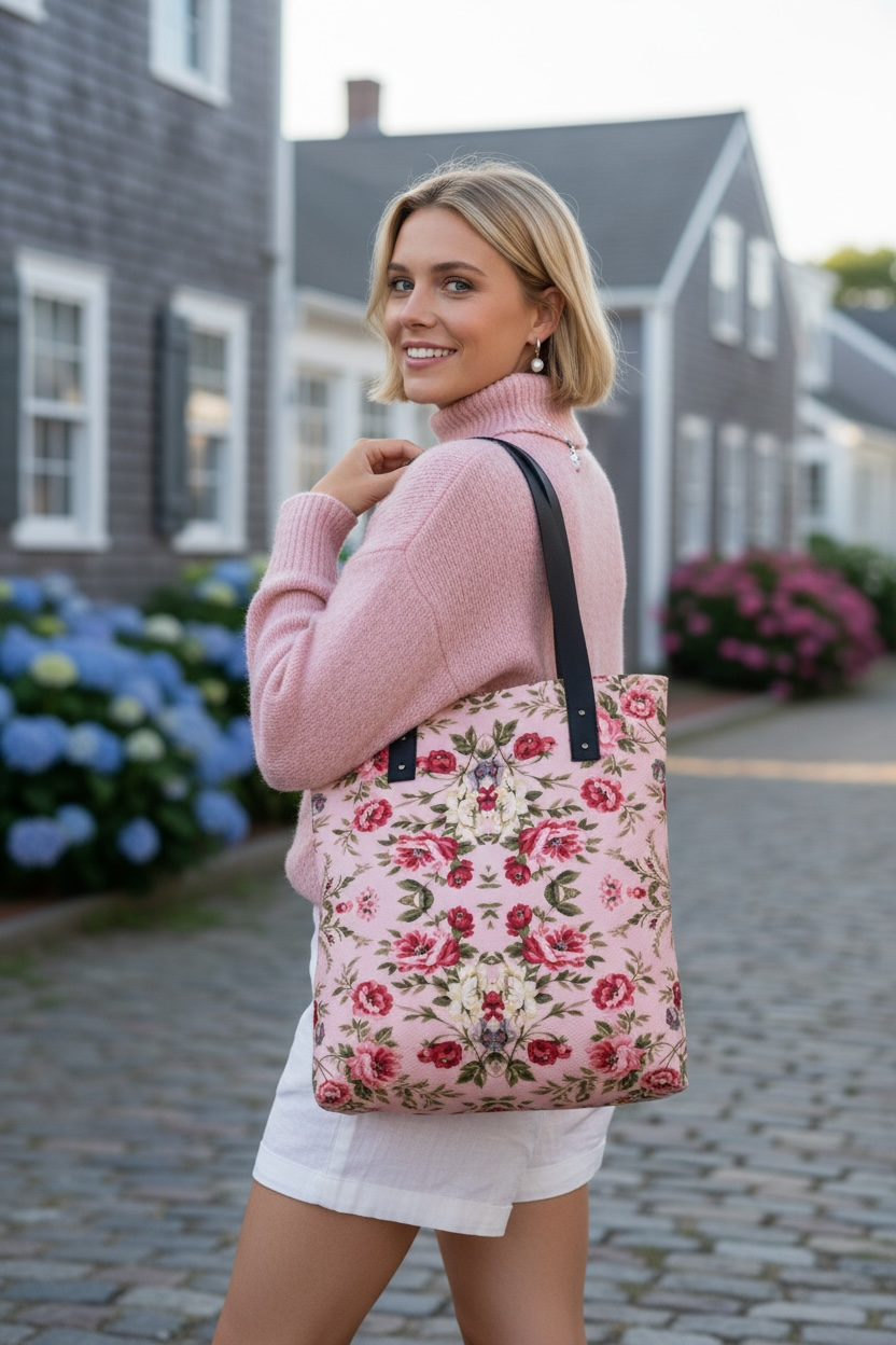 Rose Trellis Market Tote Bag