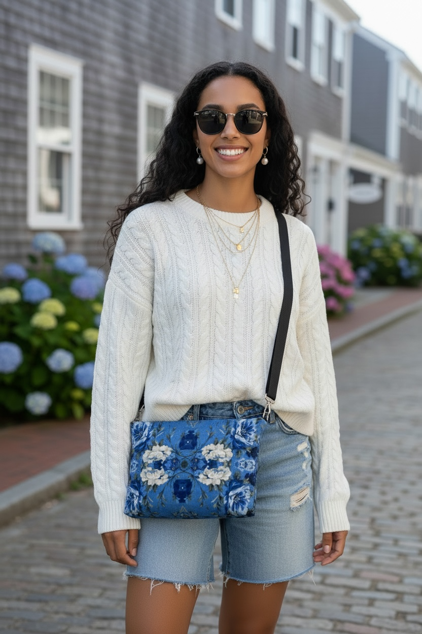 Blue Manor Bloom Vegan Leather Crossbody Bag