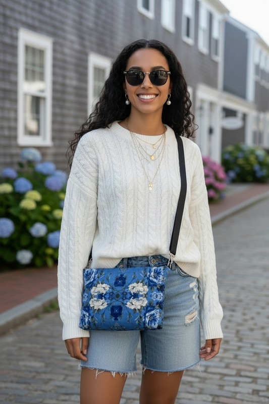 Blue Manor Bloom Vegan Leather Crossbody Bag