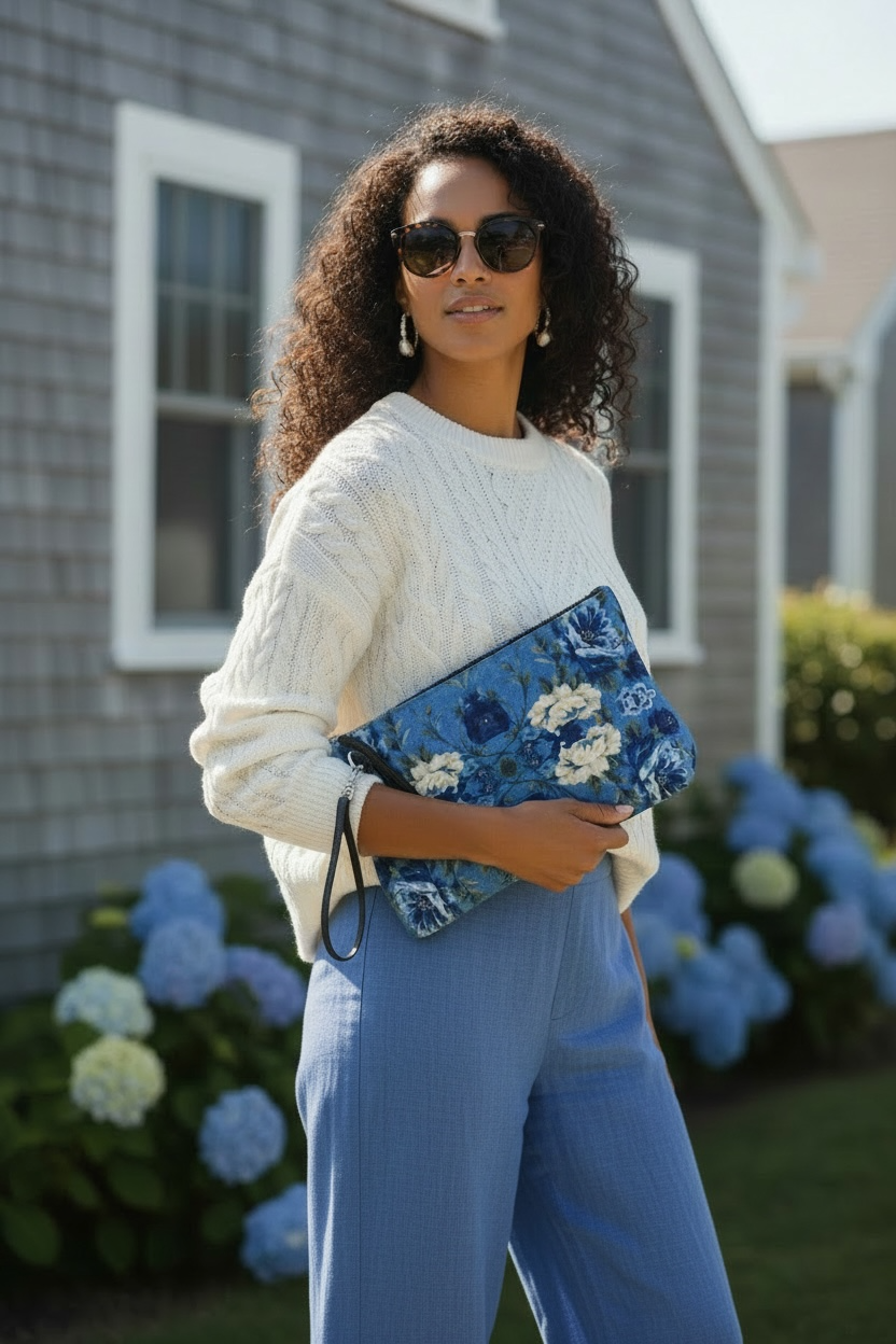 Blue Manor Bloom Vegan Leather Clutch Wristlet