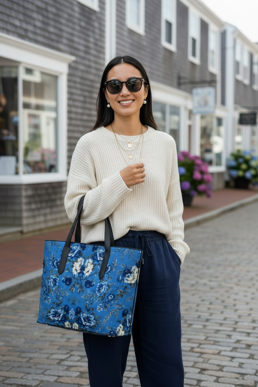 Blue Manor Bloom Vegan Leather Tote
