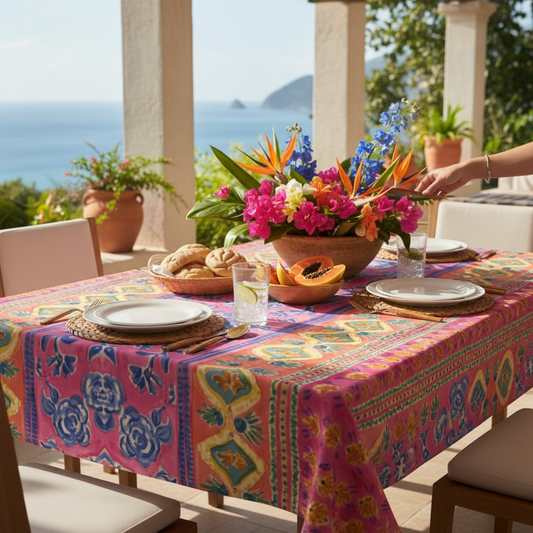 Coral Caravan 60 x 60 Tablecloth