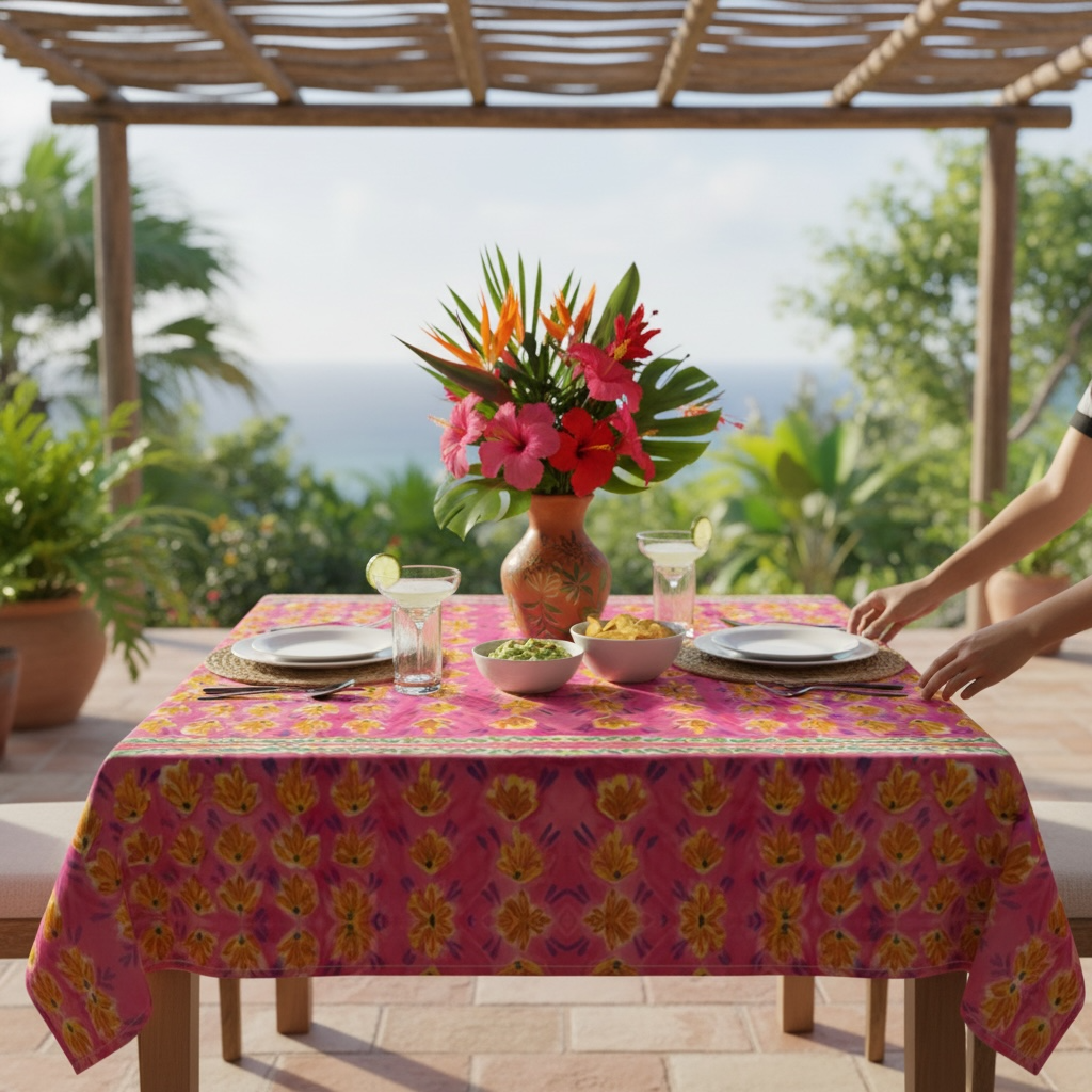 Pink Botanique 60 x 60 Tablecloth